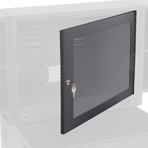 Global Industrial Optional Door with Acrylic Window For Fold-Out Computer Cabinet, Black 436912 - main